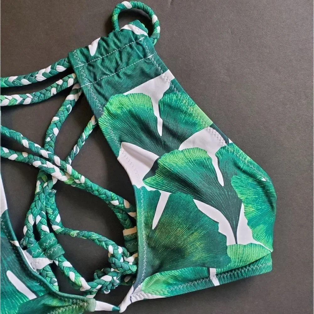 Unbranded leaf halter Swim Top